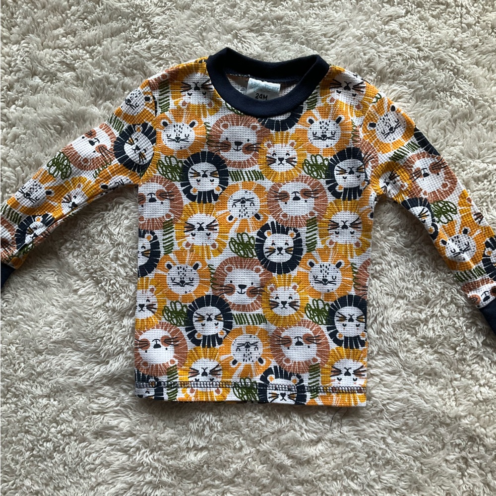 Colorful Lion Print Long Sleeve Kids Tee